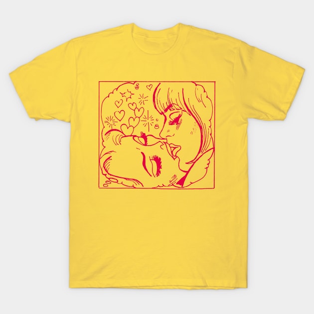 Lesbian Kiss Vintage Comic Pop Art T-Shirt by CultOfRomance